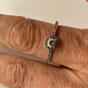 Size 10 Sterling silver Classic Sparkle Halo Pandora ring